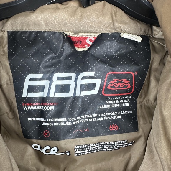 686 Jacket Mens Small Tan Brown Snowboard Ski Hooded Insulated Limited Edition - Picture 3 of 16